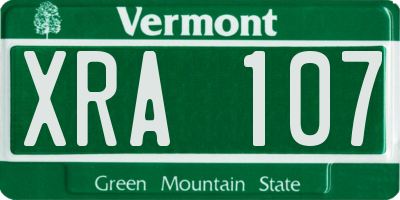 VT license plate XRA107