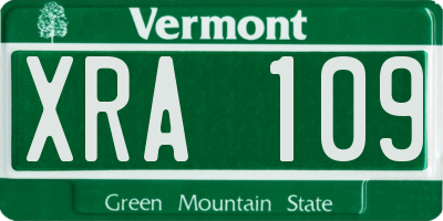 VT license plate XRA109