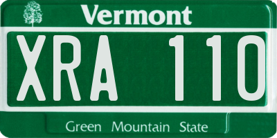 VT license plate XRA110