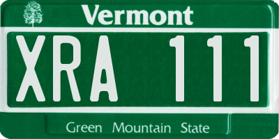 VT license plate XRA111