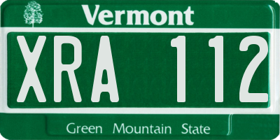 VT license plate XRA112