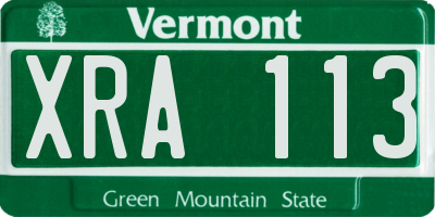 VT license plate XRA113