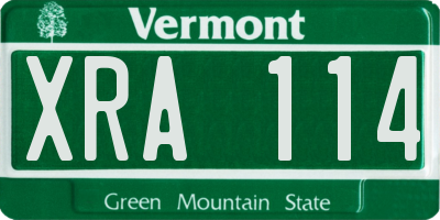 VT license plate XRA114