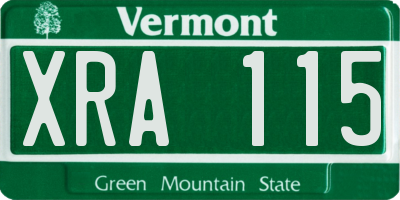VT license plate XRA115
