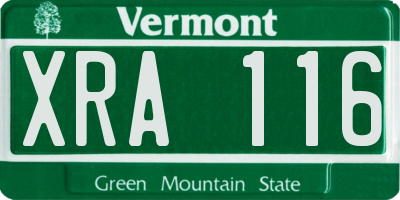 VT license plate XRA116