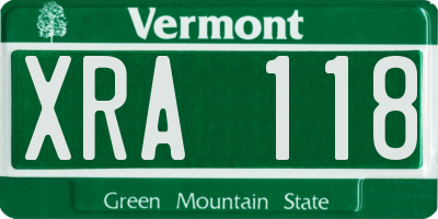 VT license plate XRA118