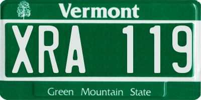 VT license plate XRA119