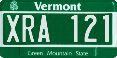 VT license plate XRA121