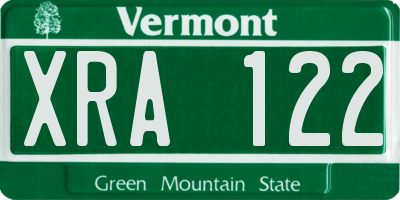VT license plate XRA122