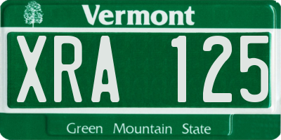 VT license plate XRA125