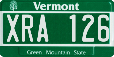 VT license plate XRA126