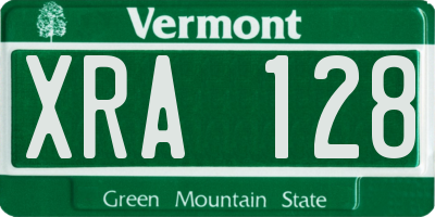 VT license plate XRA128
