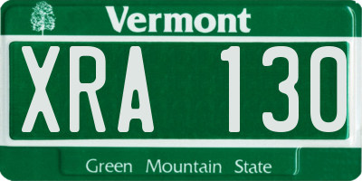 VT license plate XRA130