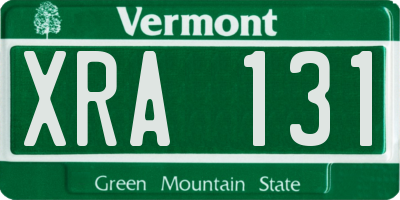 VT license plate XRA131