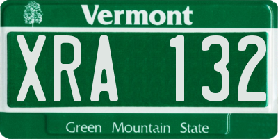 VT license plate XRA132