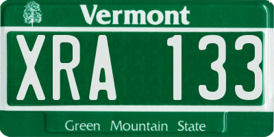 VT license plate XRA133