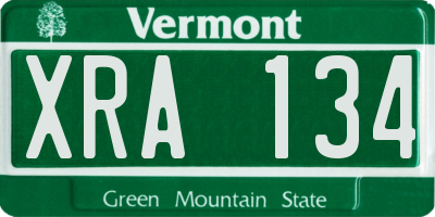 VT license plate XRA134