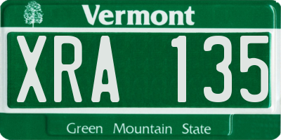 VT license plate XRA135
