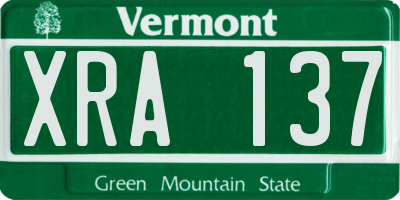 VT license plate XRA137