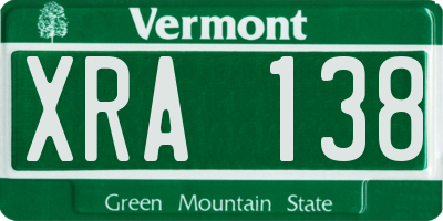 VT license plate XRA138