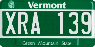 VT license plate XRA139