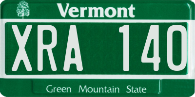 VT license plate XRA140