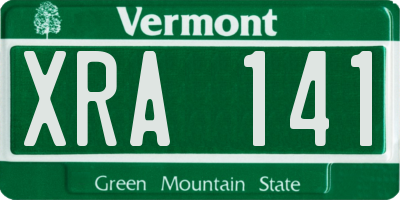 VT license plate XRA141