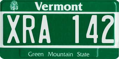 VT license plate XRA142
