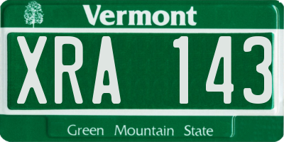 VT license plate XRA143