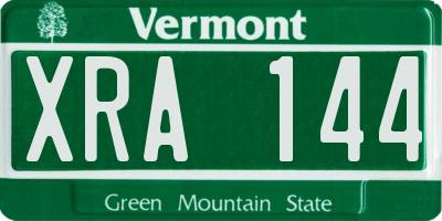 VT license plate XRA144