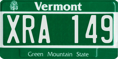 VT license plate XRA149