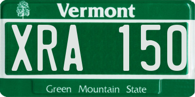 VT license plate XRA150