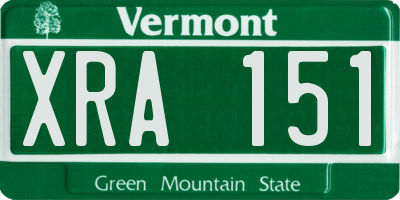 VT license plate XRA151