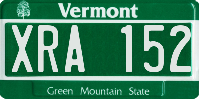 VT license plate XRA152