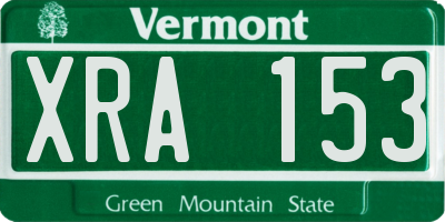 VT license plate XRA153