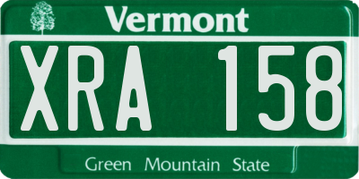 VT license plate XRA158