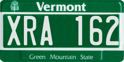 VT license plate XRA162