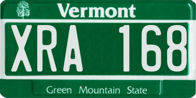 VT license plate XRA168