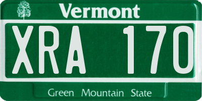 VT license plate XRA170