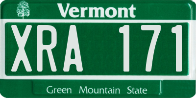 VT license plate XRA171