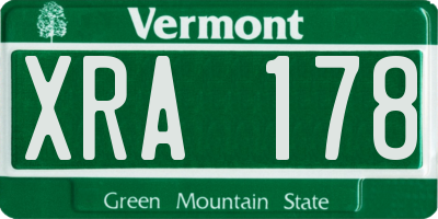 VT license plate XRA178