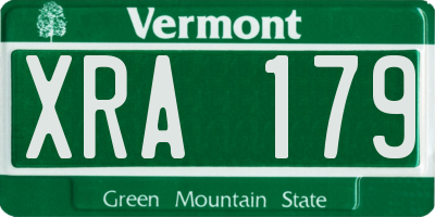 VT license plate XRA179