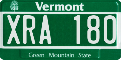VT license plate XRA180