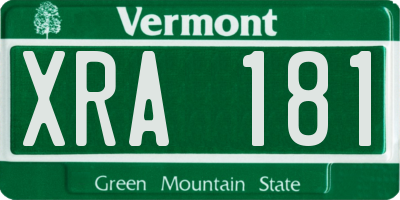 VT license plate XRA181