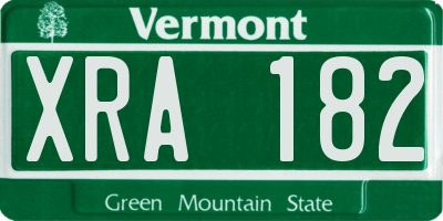 VT license plate XRA182