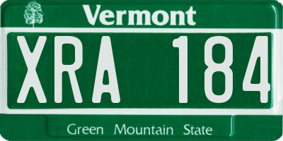 VT license plate XRA184