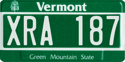 VT license plate XRA187