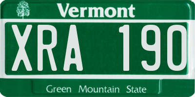 VT license plate XRA190