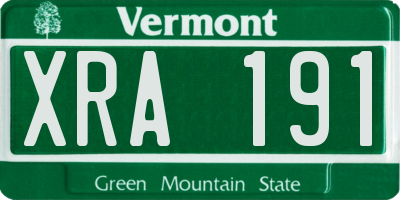VT license plate XRA191