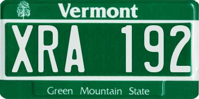 VT license plate XRA192
